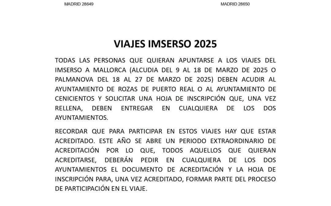 Viajes Imserso 2025